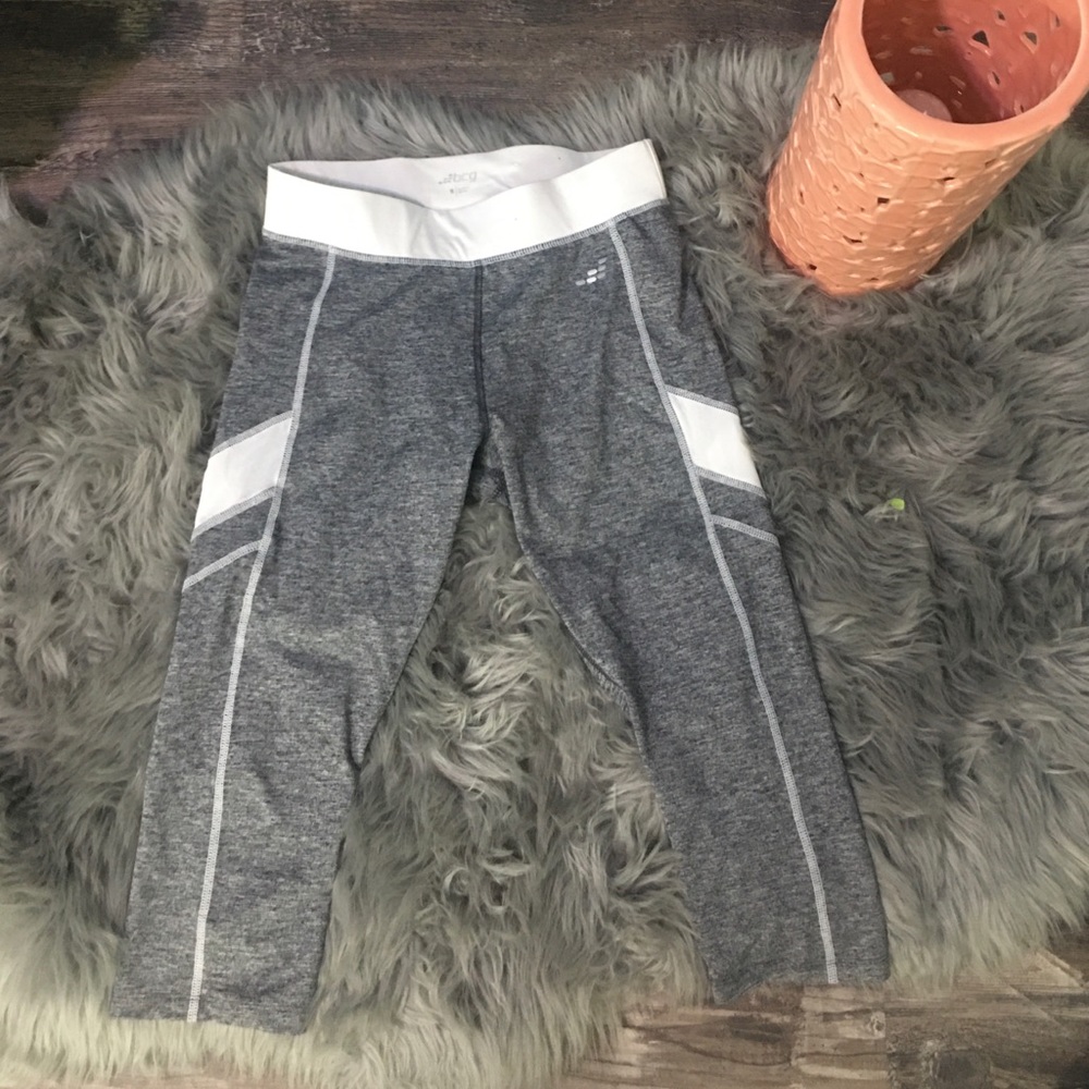 Gray and white leggings, size s, bcg